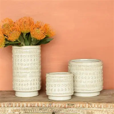 Peru Ceramic Cachepot, Large, White