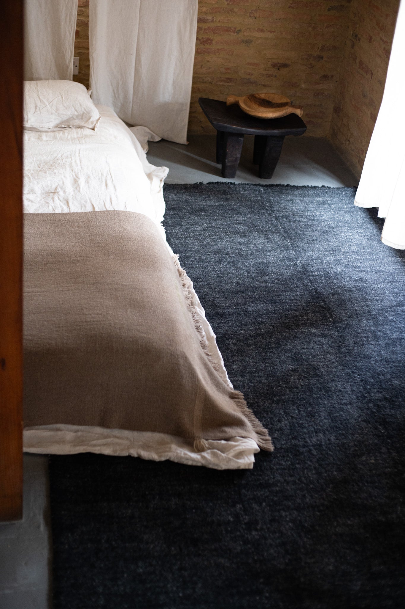 Kala Ratri Black& Beige Wool Rug 5' x 8'