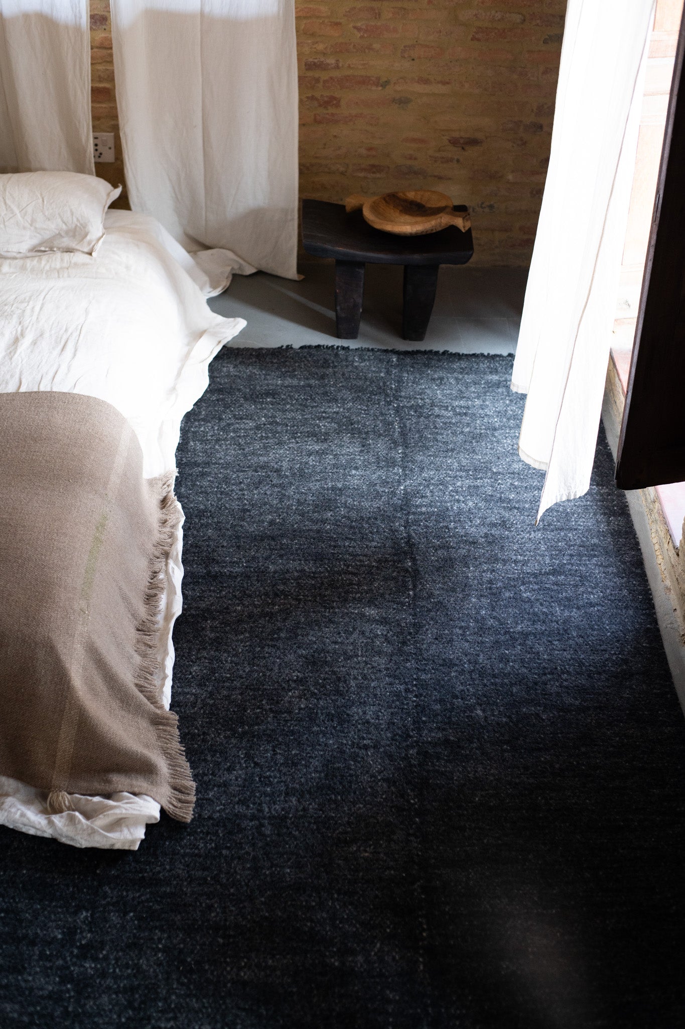 Kala Ratri Black& Beige Wool Rug 5' x 8'