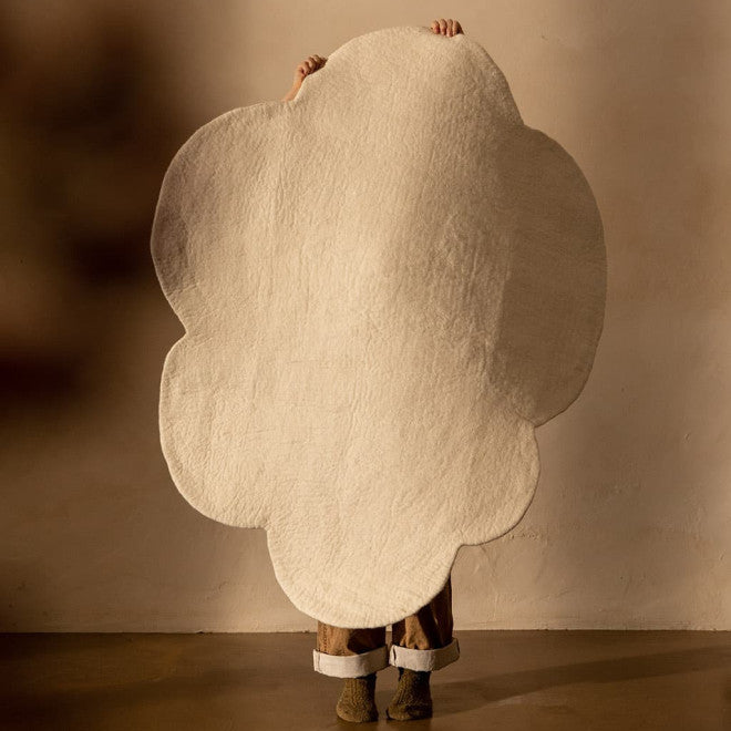 Felted Wool Cloud Rug, Natural White 47" x 39"
