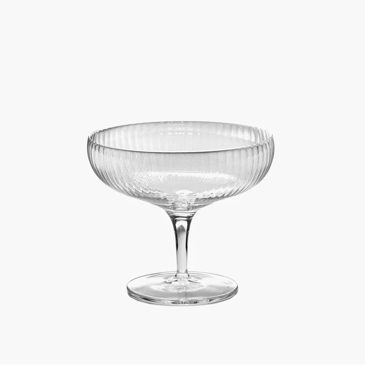 Champagne Coupe 15cl Transparent Ribbed Glass Inku