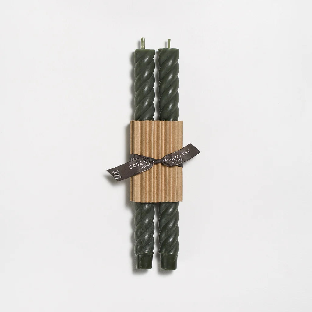 Handmade Beeswax Rope Taper Candles (Pair) 10"