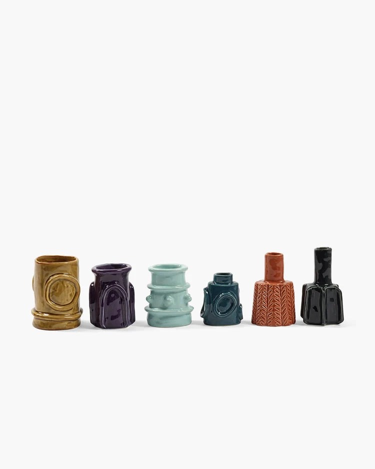 Molly Glazed Ceramic Small Vases, Set of 6