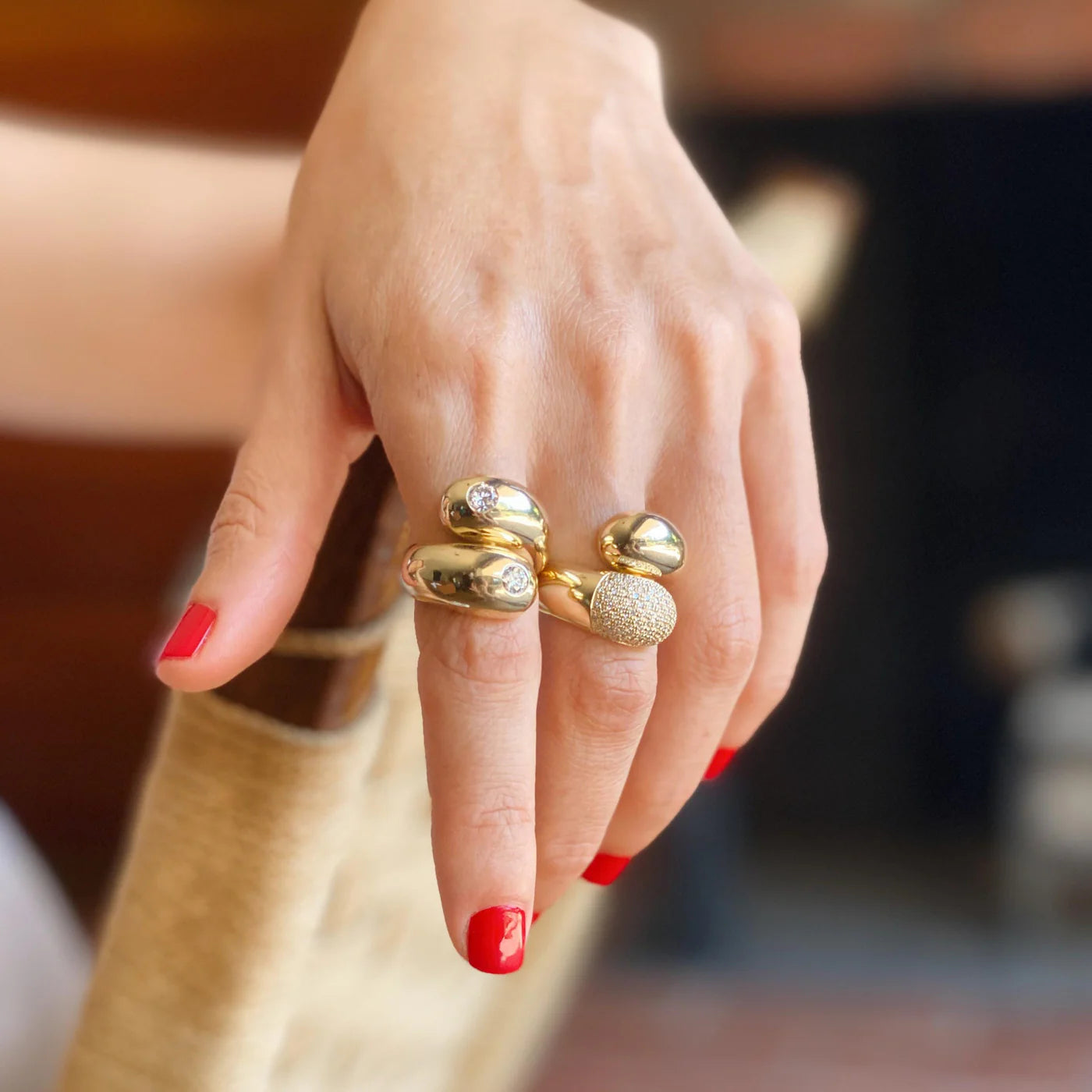 Gabriela Artigas Double Apse Ring with Double Bezel Diamonds Classic