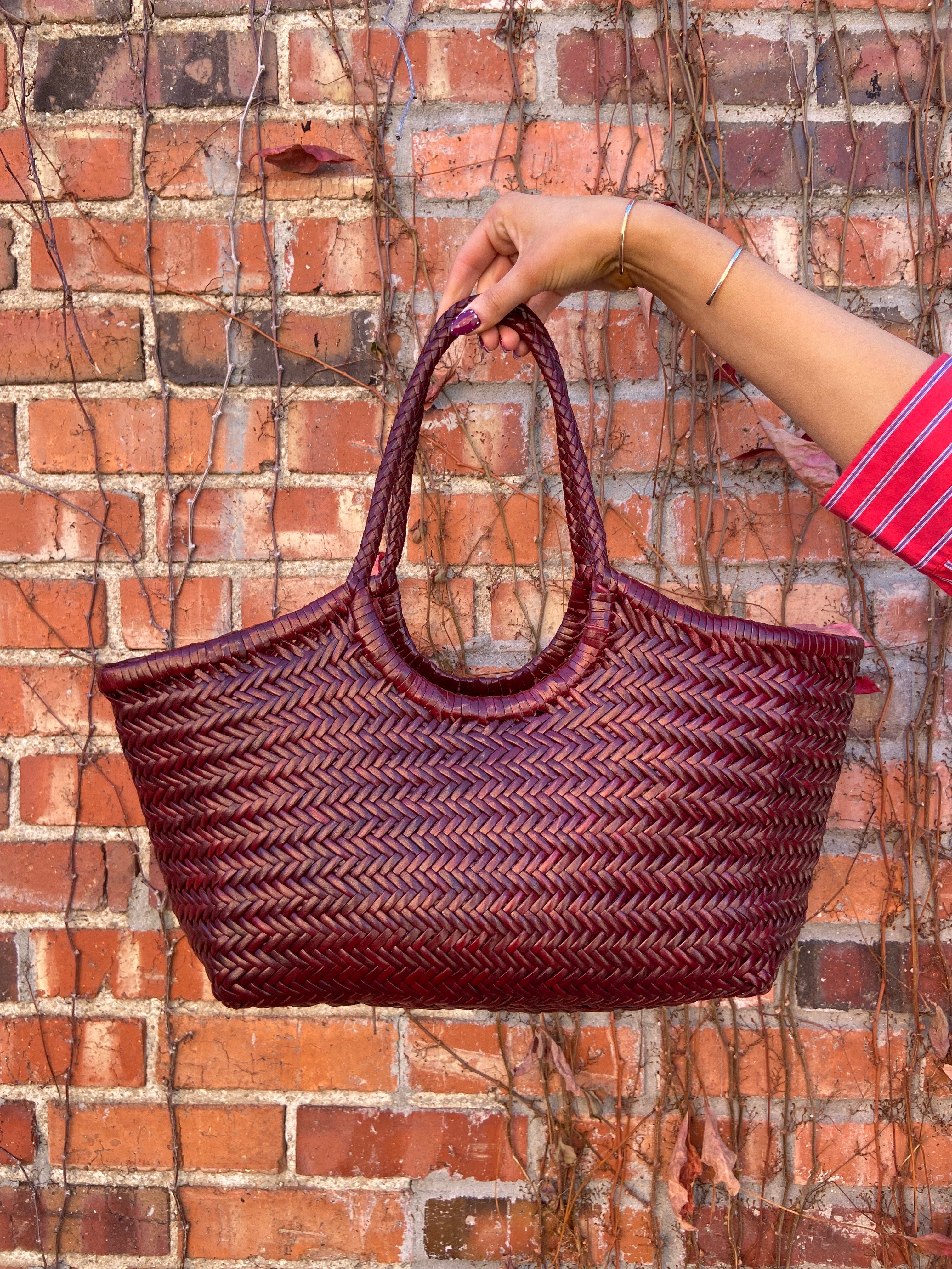 Dragon Diffusion Nantucket Basket Big Woven Leather with Cotton Liner