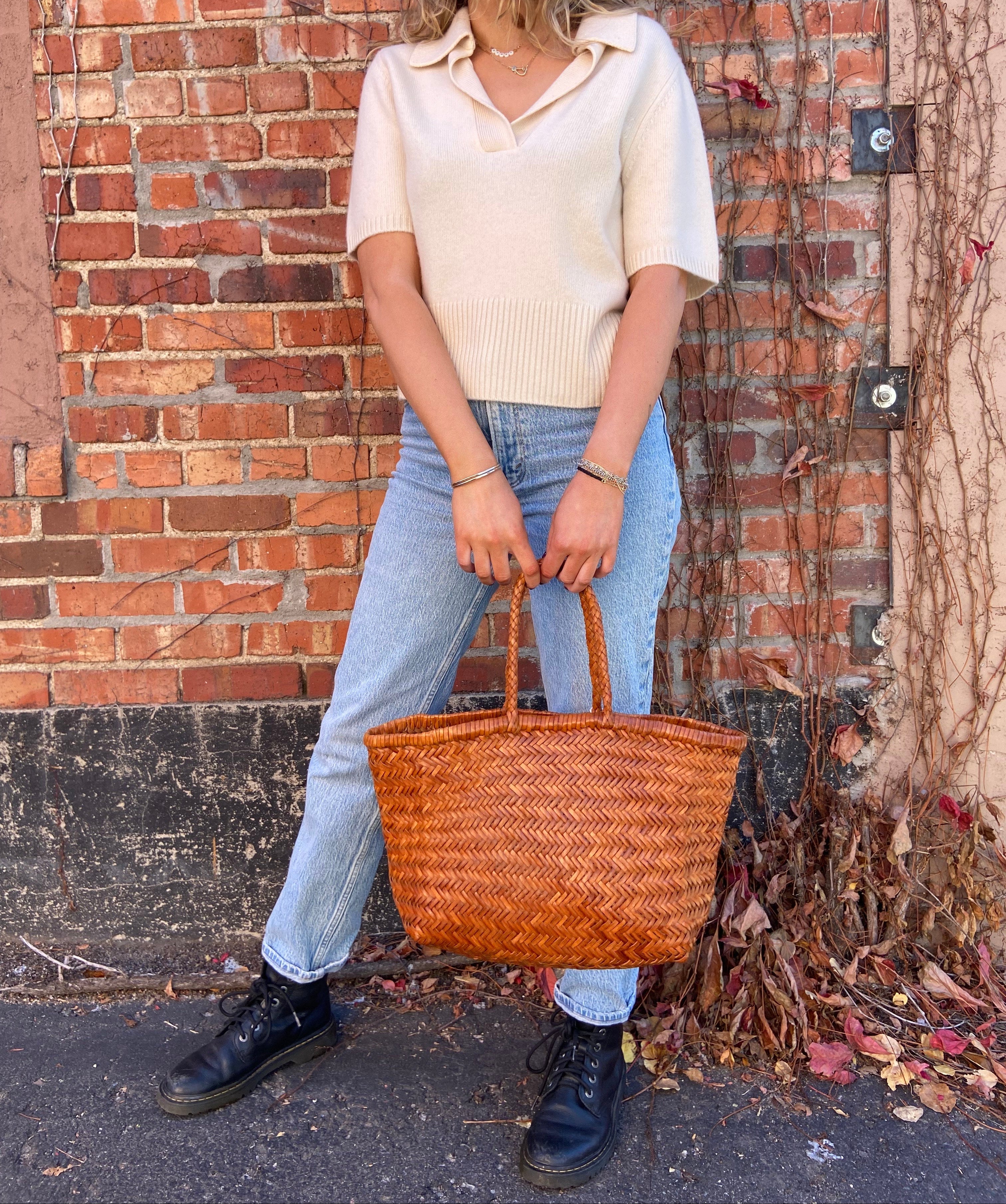Dragon Diffusion Bamboo Triple Jump Woven Leather Big Bag