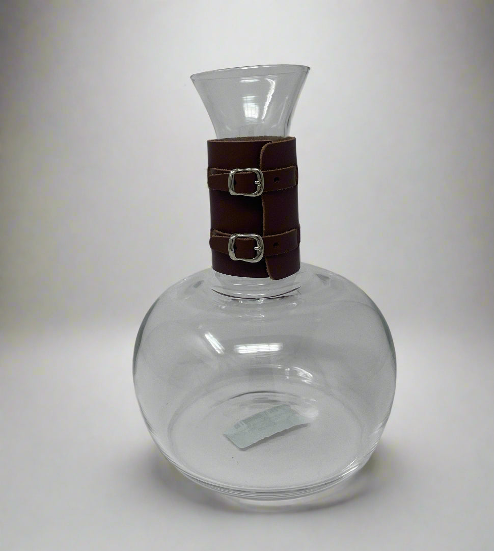 Echo Cognac Leather Wrapped Pitcher, Low Large