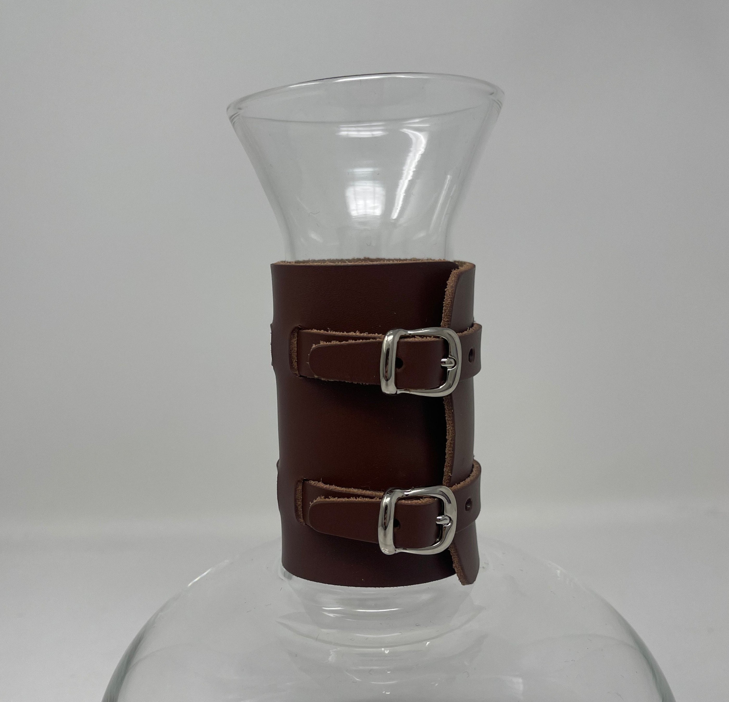 Echo Cognac Leather Wrapped Pitcher, Low Large