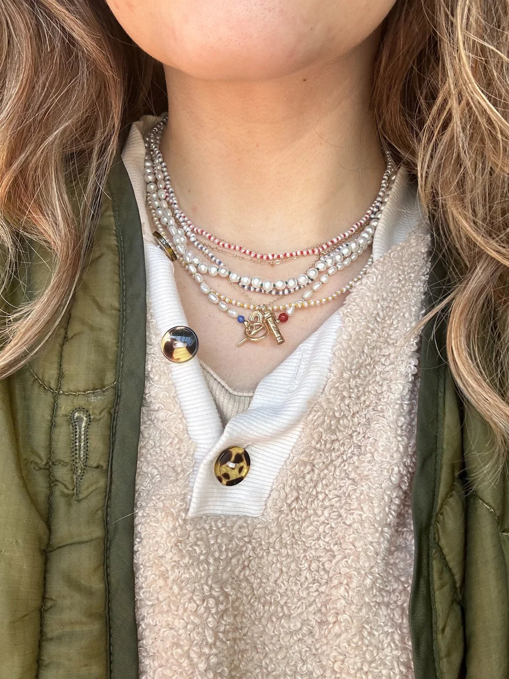 Adeline Jewelry Med. Pearl Toggle Necklace, 14kt. Yellow Gold Clasp