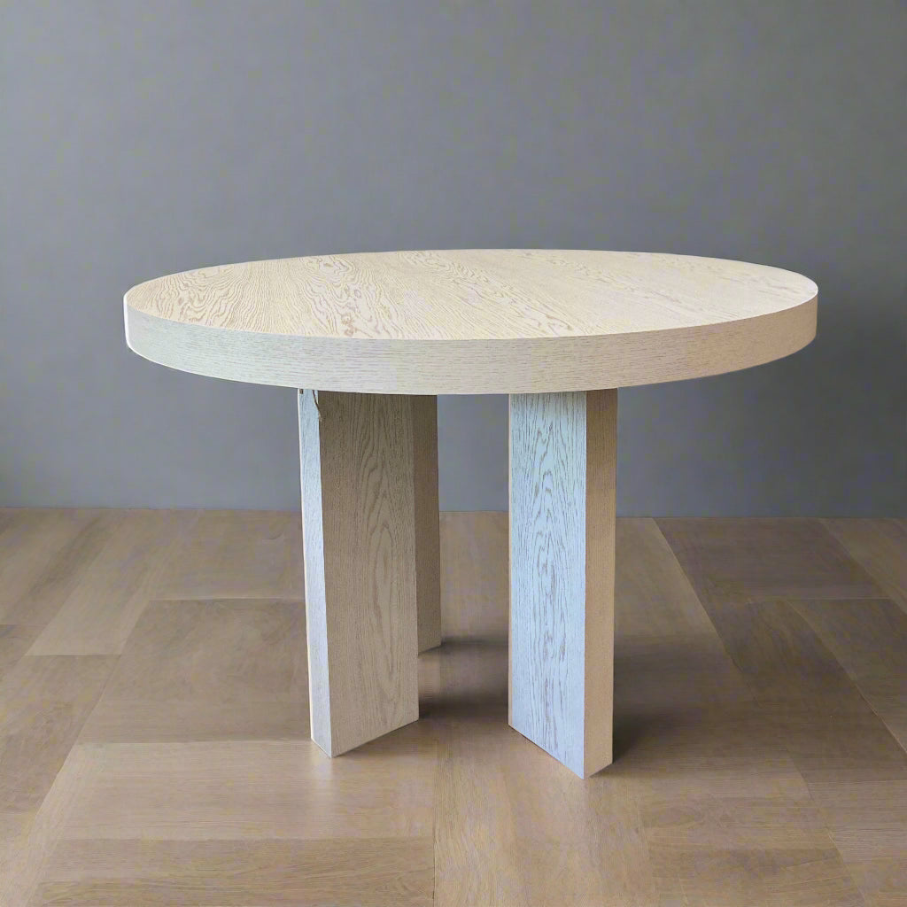 Round Whitewashed Dining Table