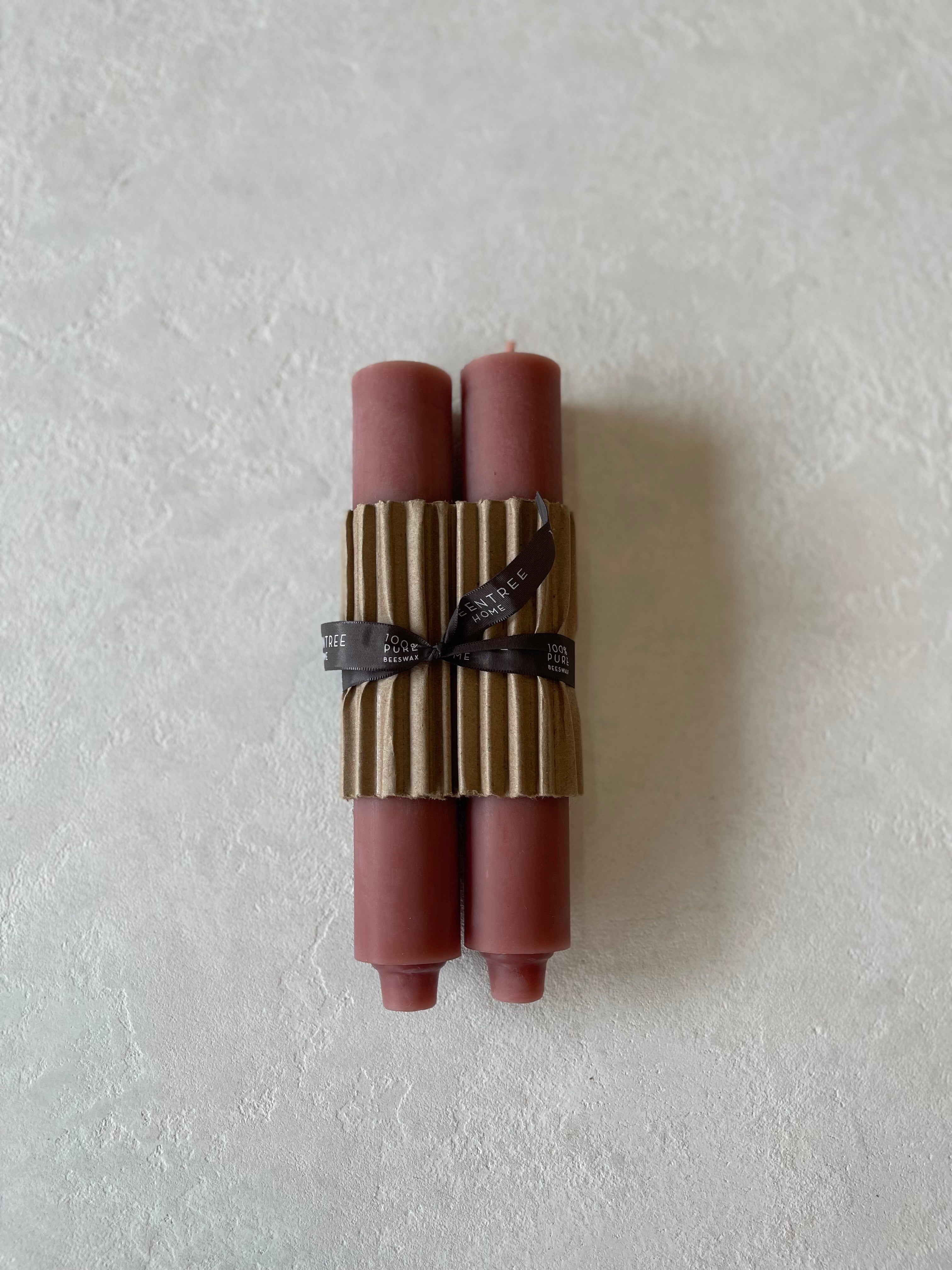 Pair of Beeswax Column Candles. 9" x 1.5"