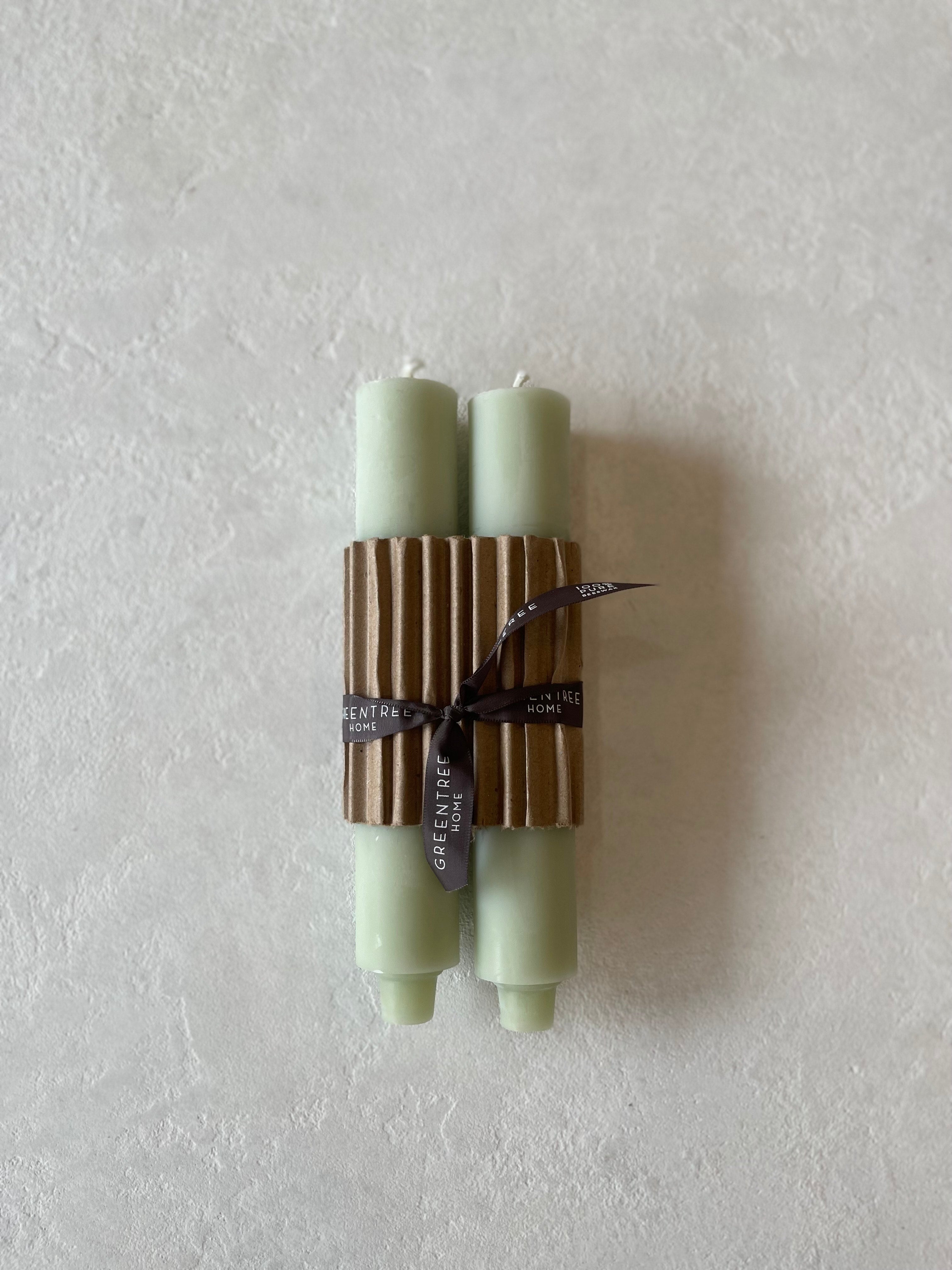Pair of Beeswax Column Candles. 9" x 1.5"