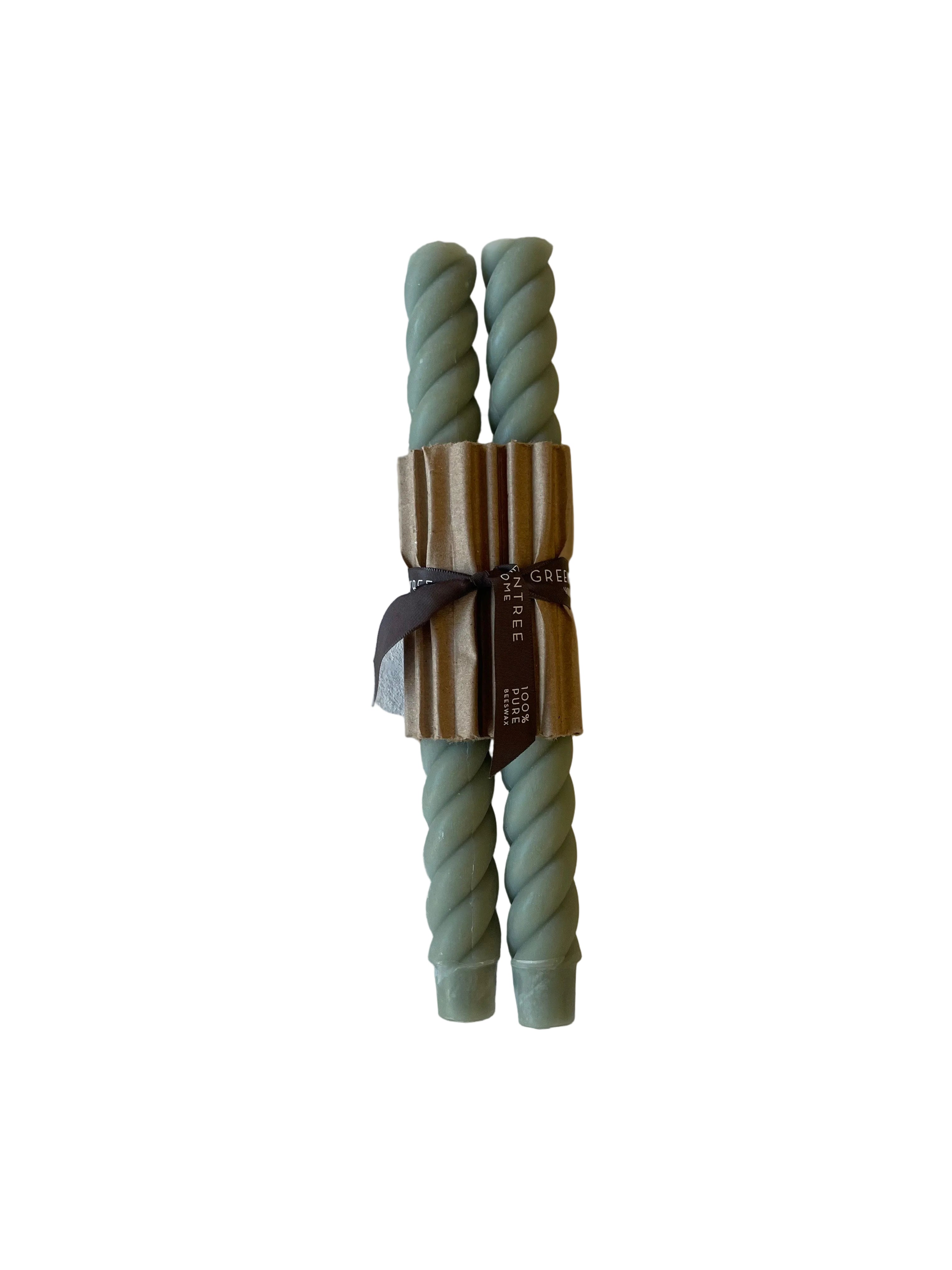 Handmade Beeswax Rope Taper Candles (Pair) 10"
