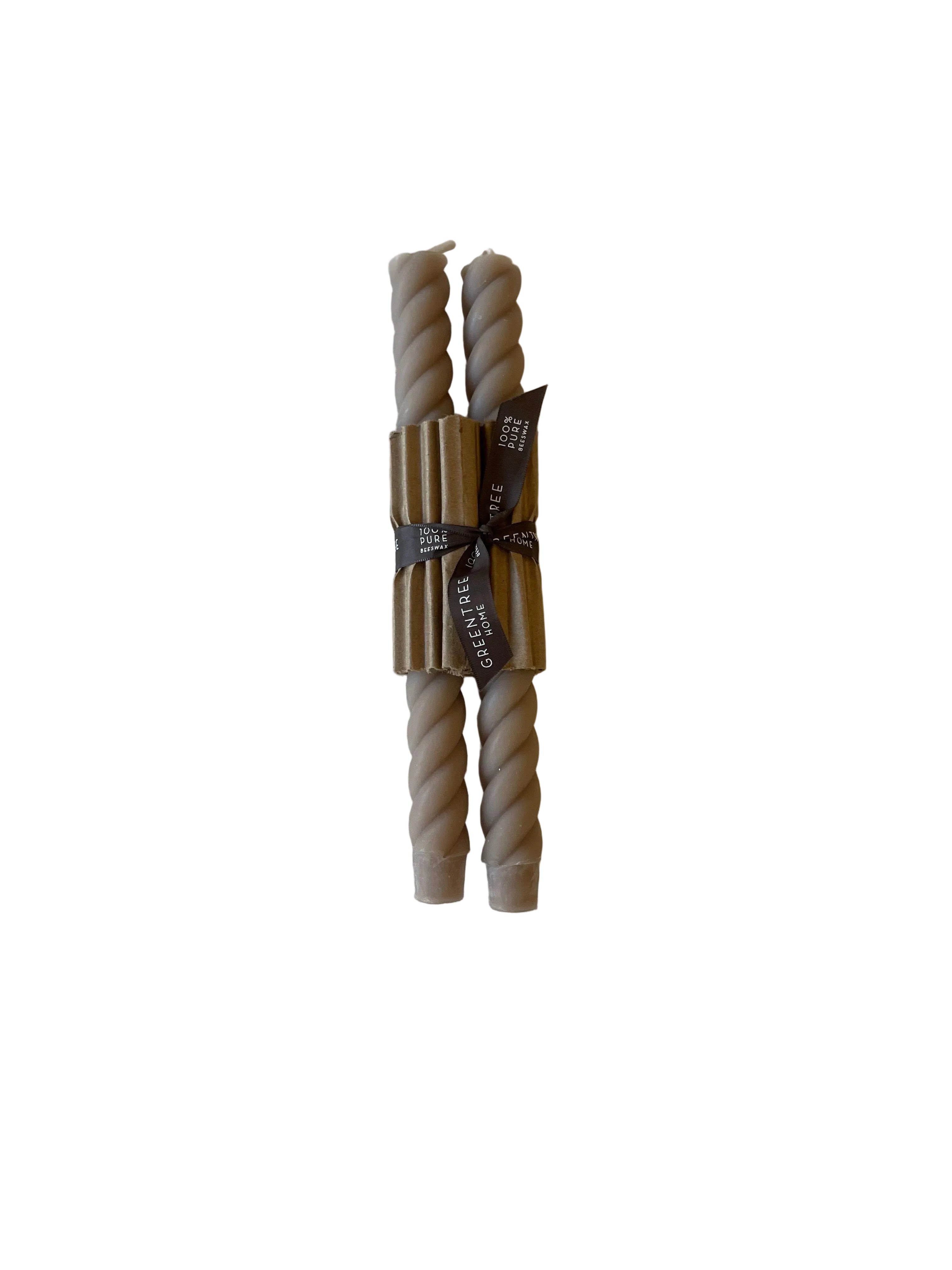 Handmade Beeswax Rope Taper Candles (Pair) 10"