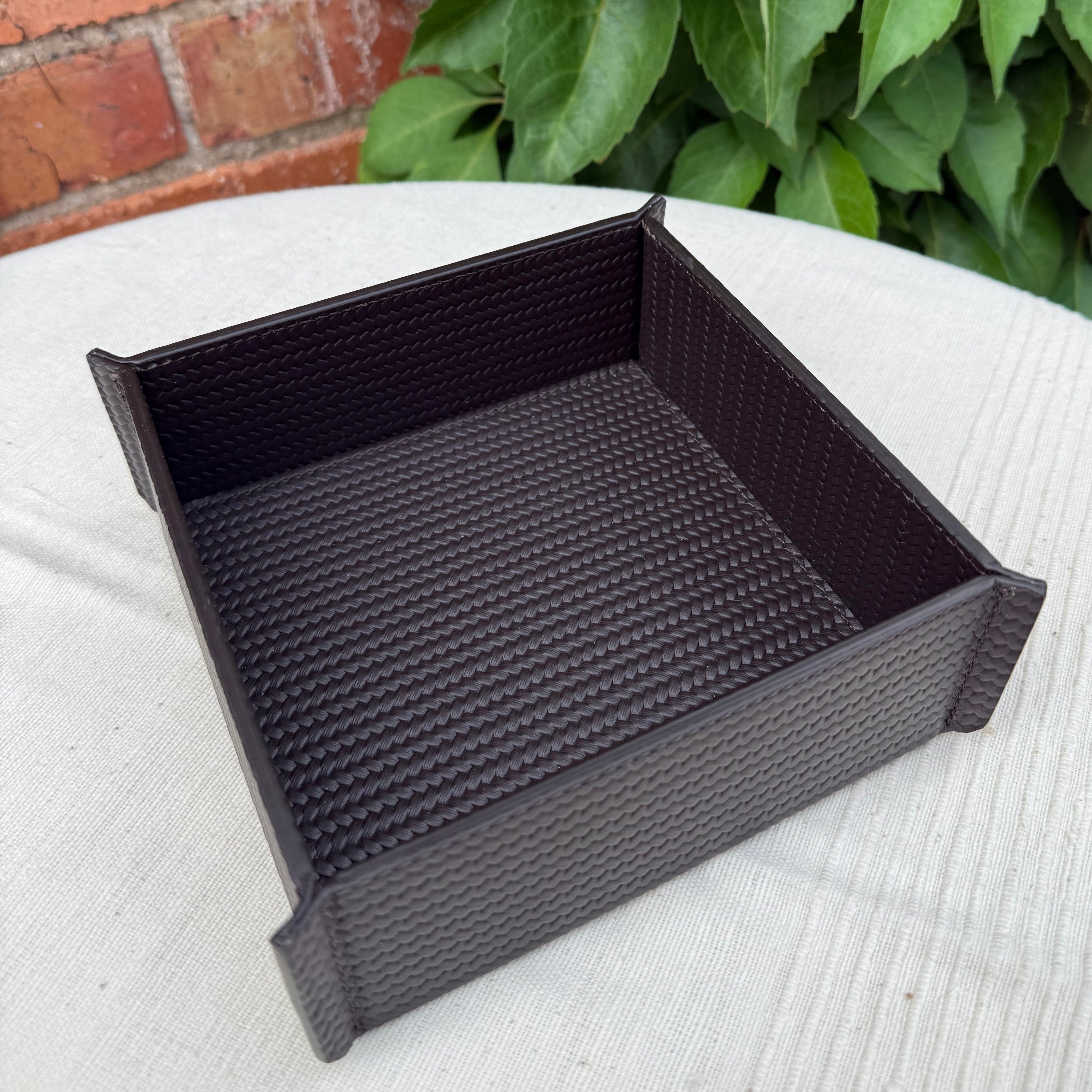 Leather Valet Tray 6" x 6" x 2"high