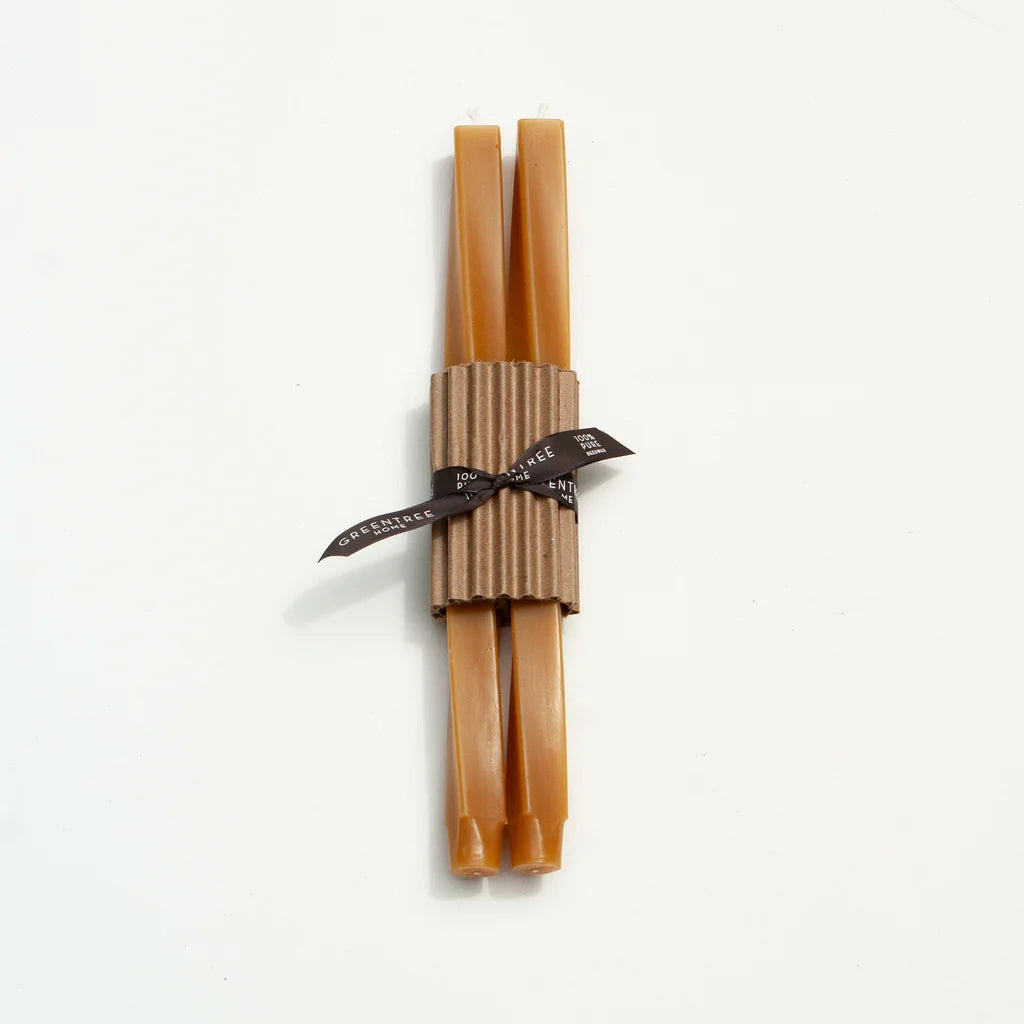 Handmade Beeswax Spiral Taper Candles (Pair) 12"