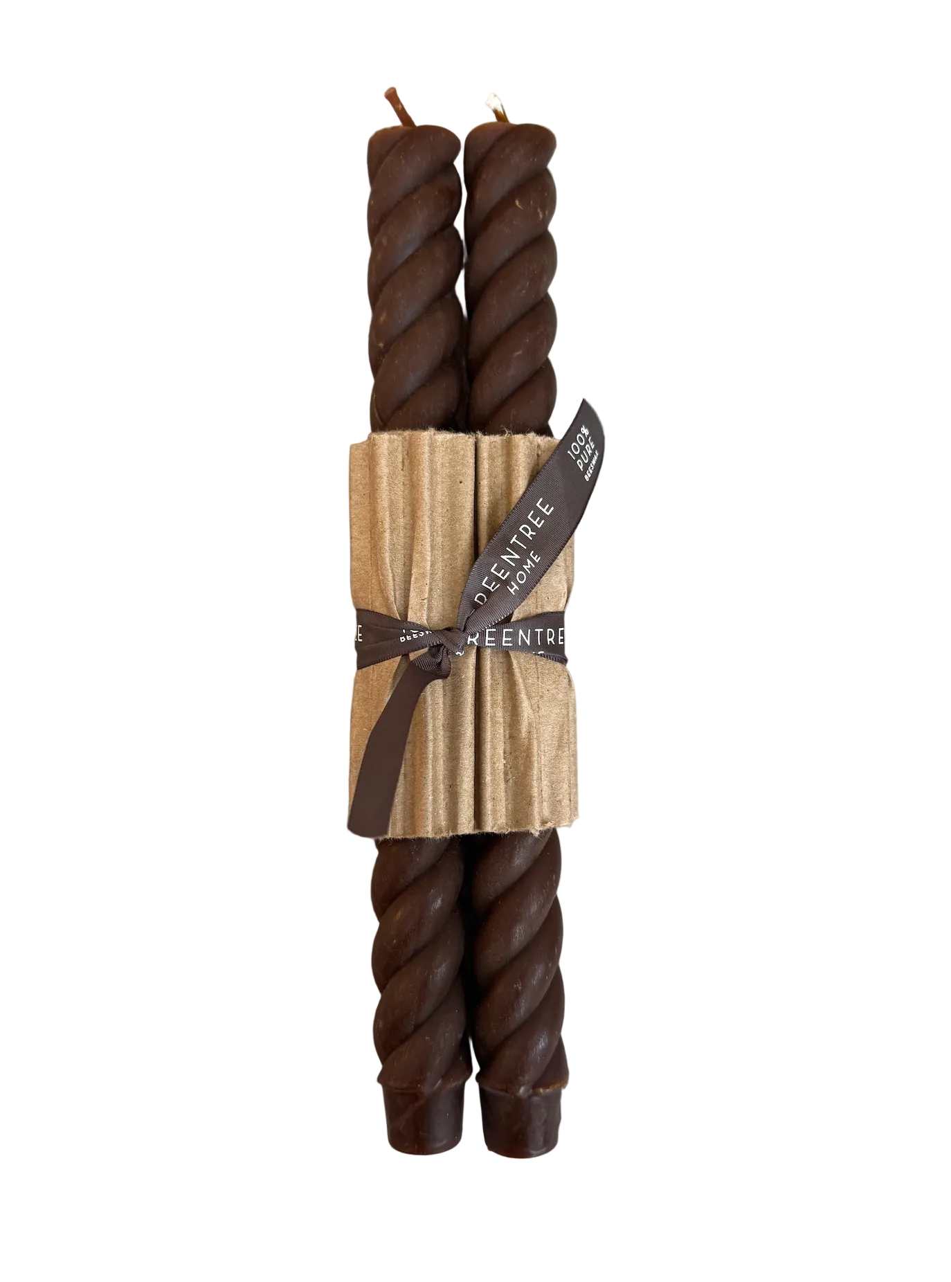 Handmade Beeswax Rope Taper Candles (Pair) 10"