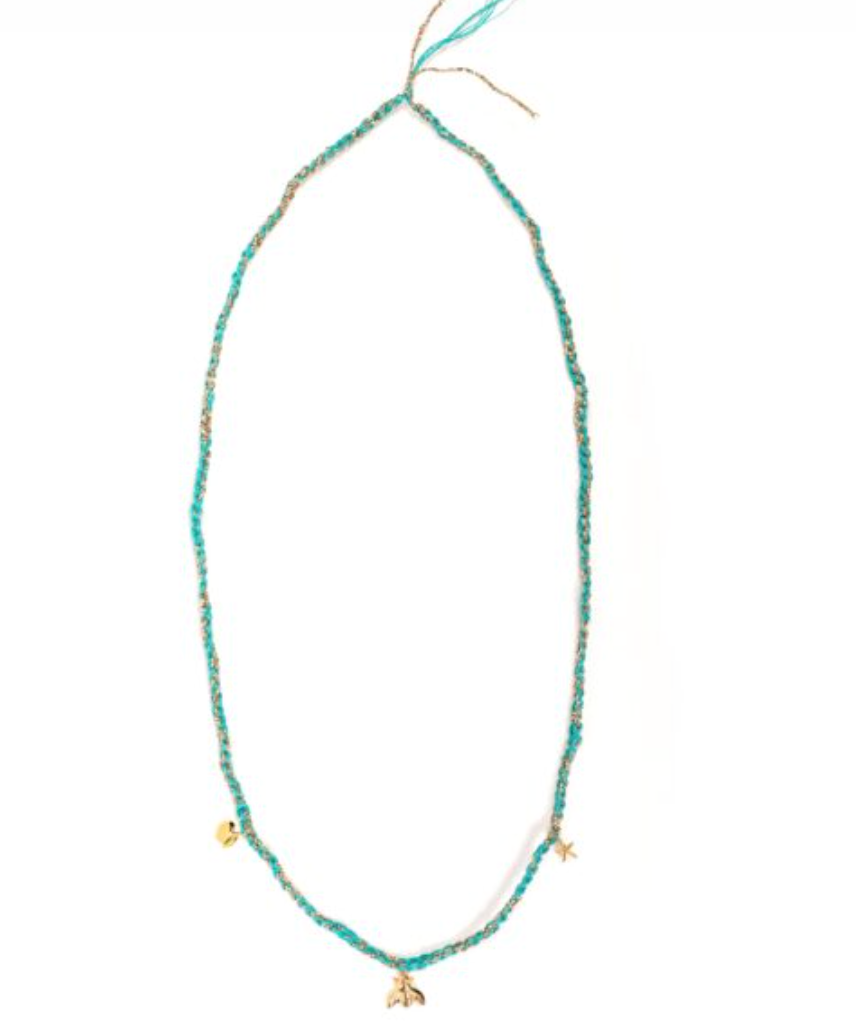 Frida Long Necklace Medium, Three Charms