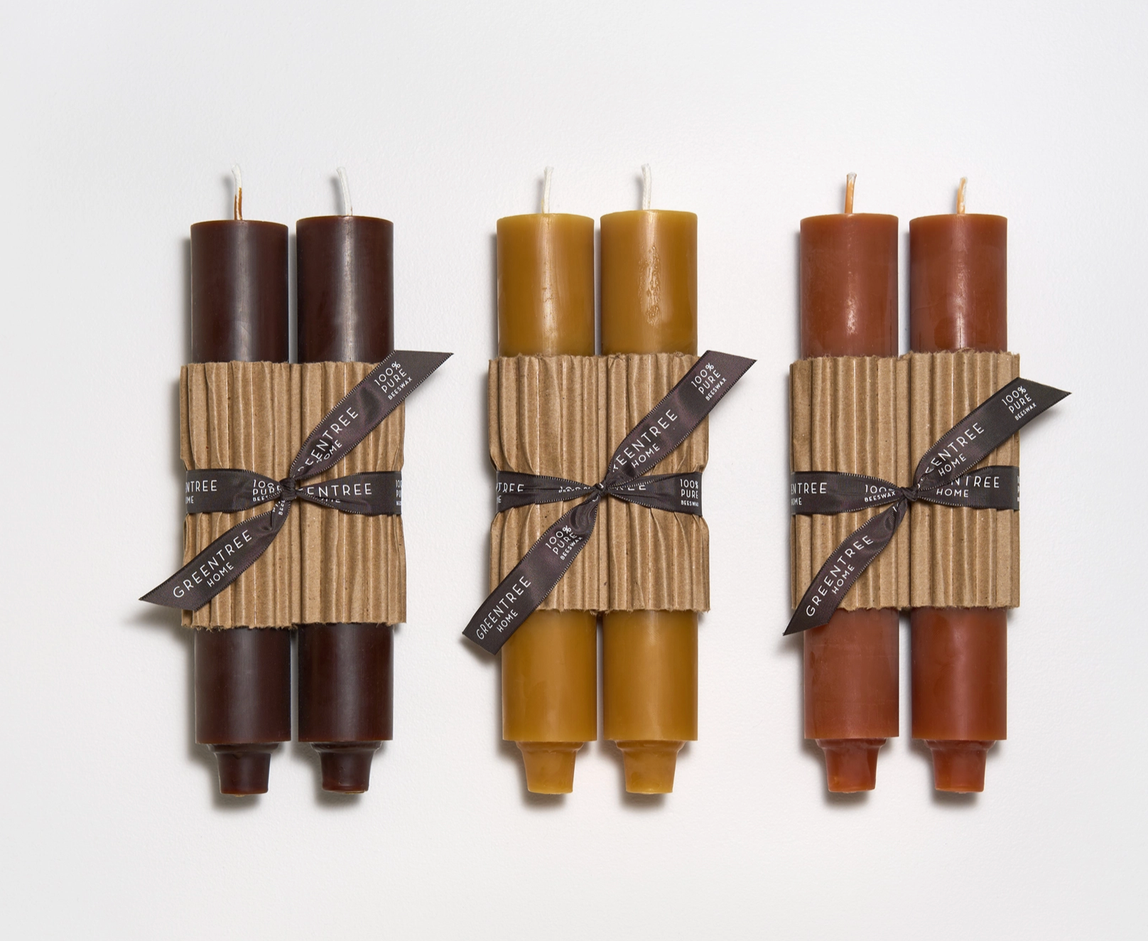 Pair of Beeswax Column Candles. 9" x 1.5"