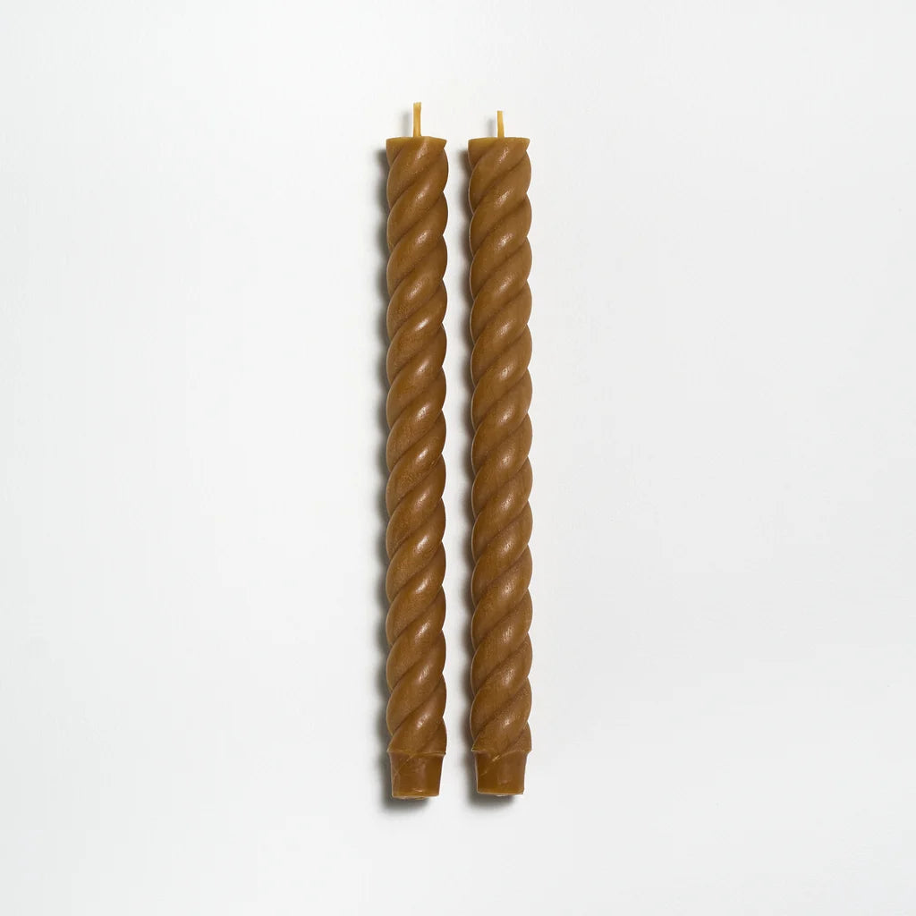 Handmade Beeswax Rope Taper Candles (Pair) 10"