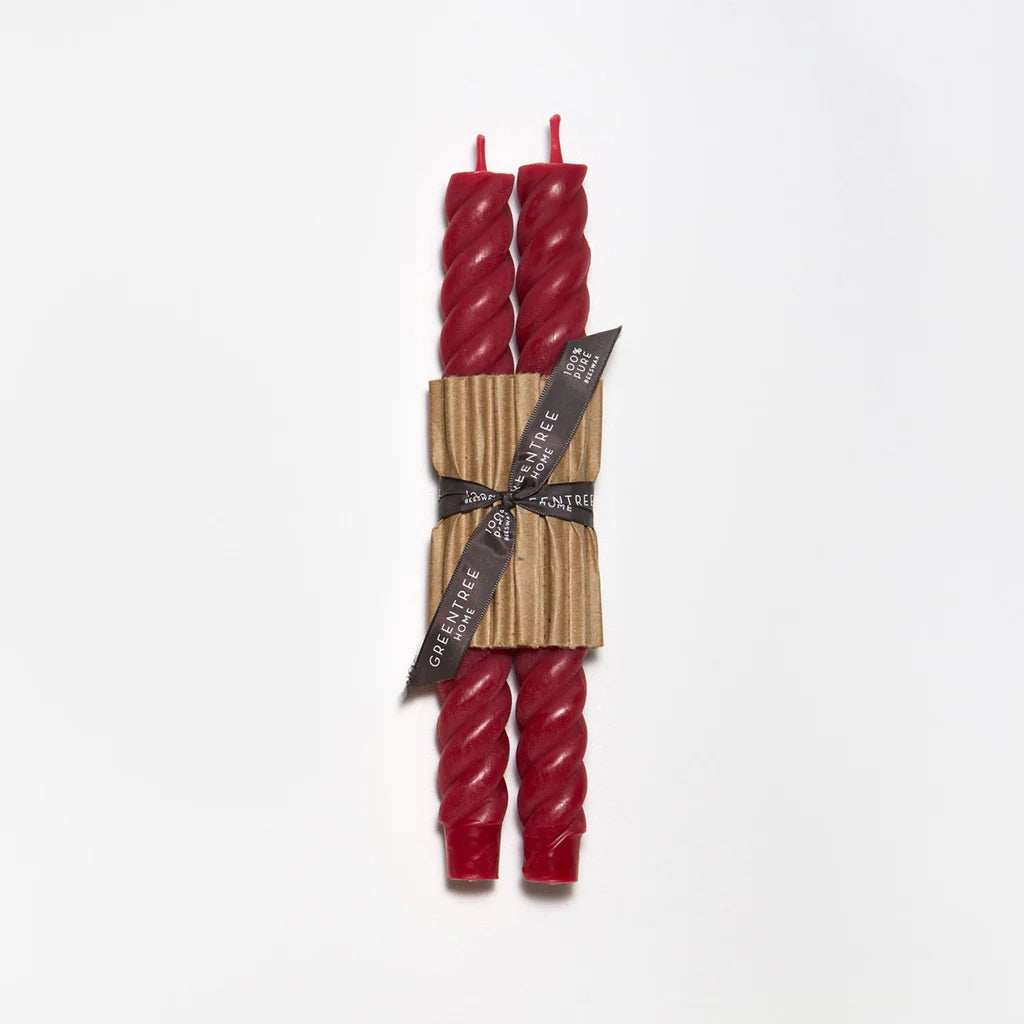 Handmade Beeswax Rope Taper Candles (Pair) 10"