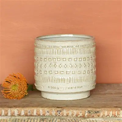 Peru Ceramic Cachepot, Large, White
