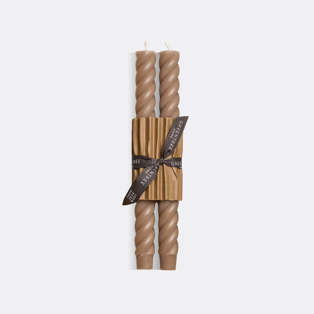 Handmade Beeswax Rope Taper Candles (Pair) 10"