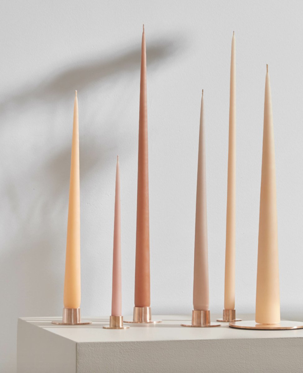 Pair of Taper Candle Holders, Rose Gold - Homebody Denver