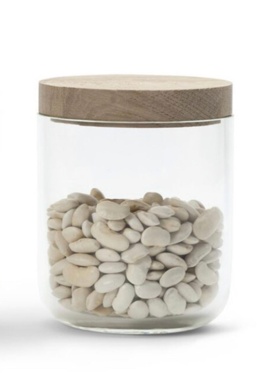 15x17cm Glass Pot with 2cm Oak Lid - Homebody Denver