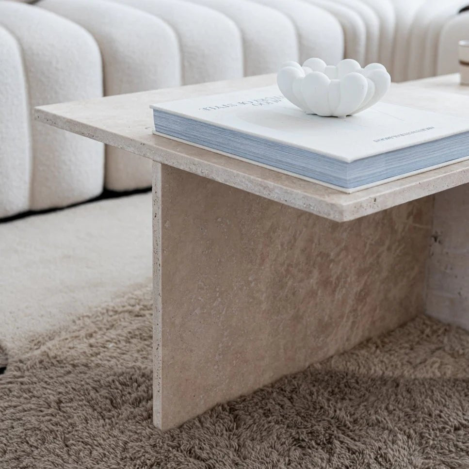 Brooklyn Travertine Coffee Table 24" x 24" x 16"h. - Homebody Denver