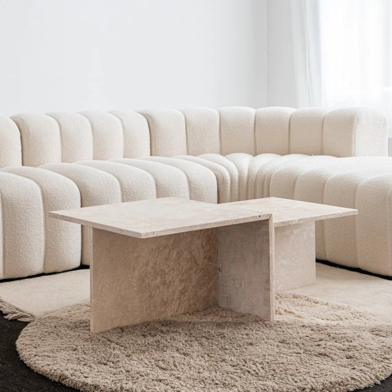 Brooklyn Travertine Coffee Table 24" x 24" x 16"h. - Homebody Denver