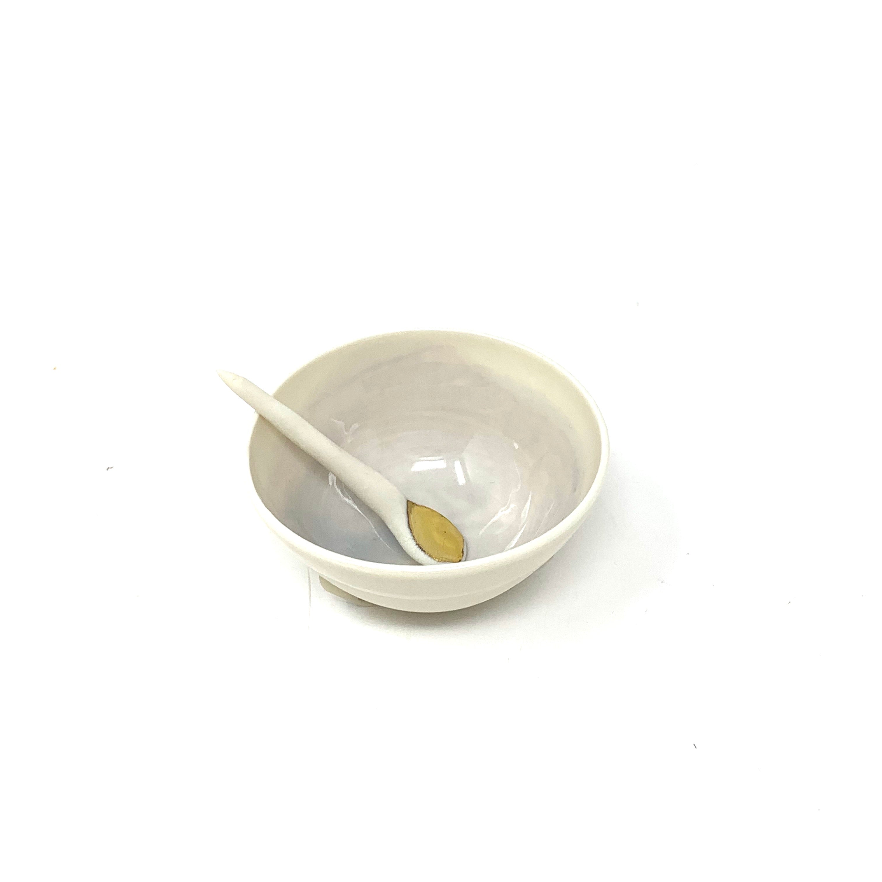 Porcelain Bowl with Watercolor Interior 2.5" Diameter