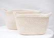 Large White Handmade Sisal Basket with Handles - Homebody Denver