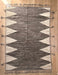 Natural White, Grey and Brown Wool Rug with Large Brown and Grey Diamond Pattern Middle Stripe with Braided Tassels 8.1' x 10.4' - Homebody Denver