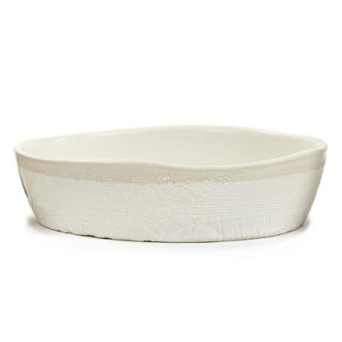 Zion Bowl, White Ceramic 13"dia. x 3"h. - Homebody Denver